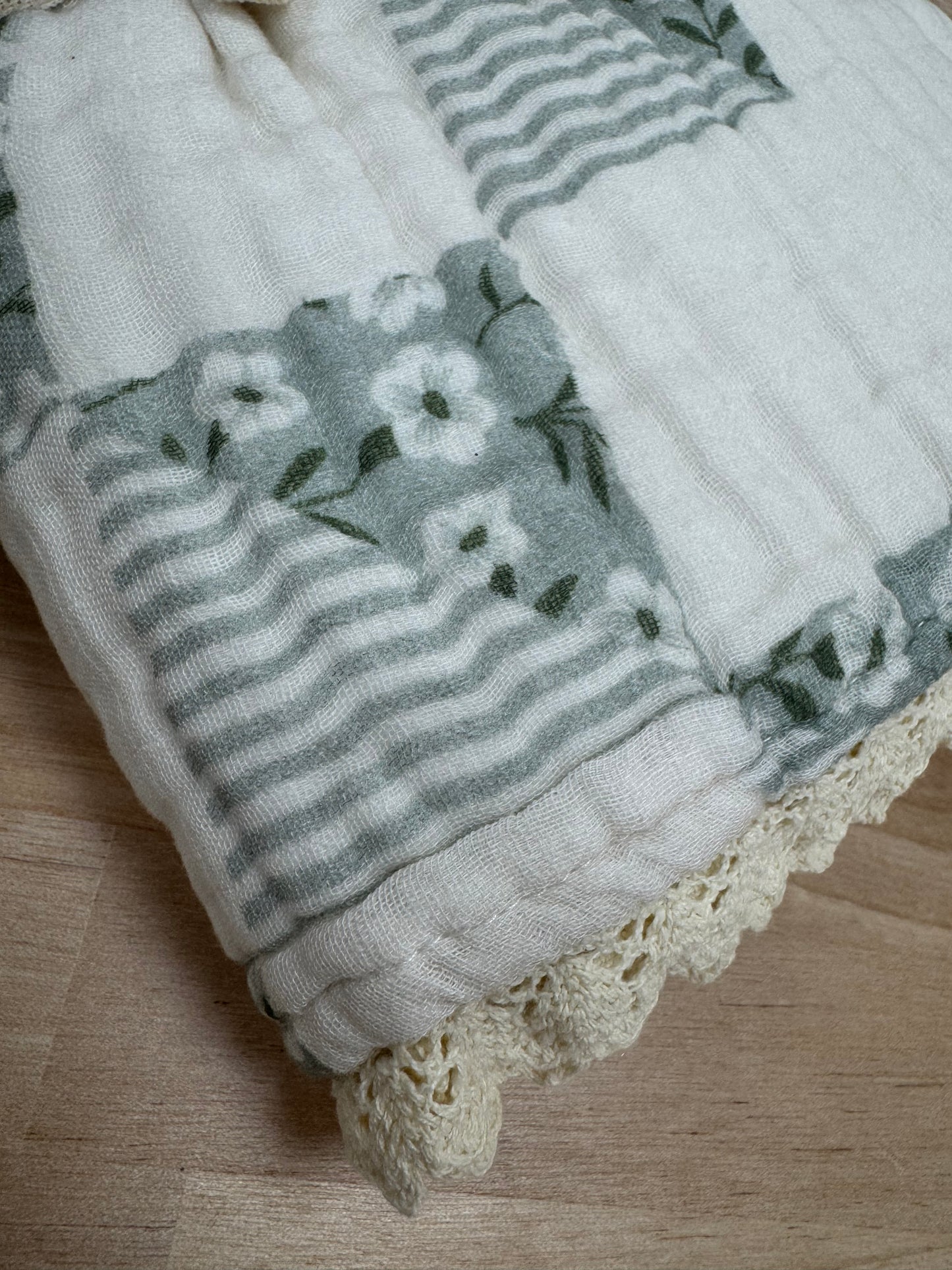 Antique Floral Muslin Blanket