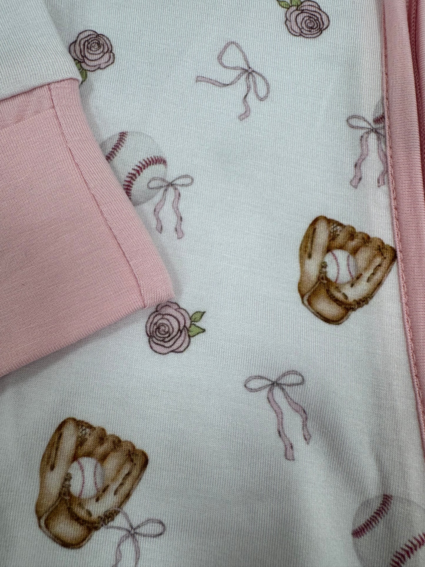 Pink Baseball Bamboo Sleeper