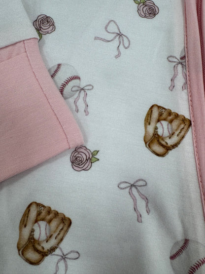 Pink Baseball Bamboo Sleeper