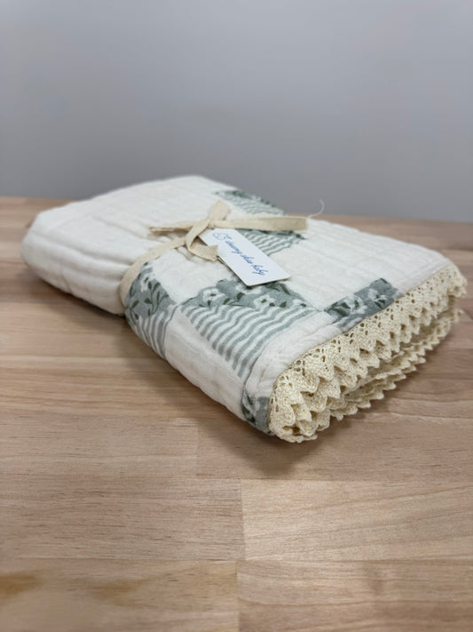 Antique Floral Muslin Blanket
