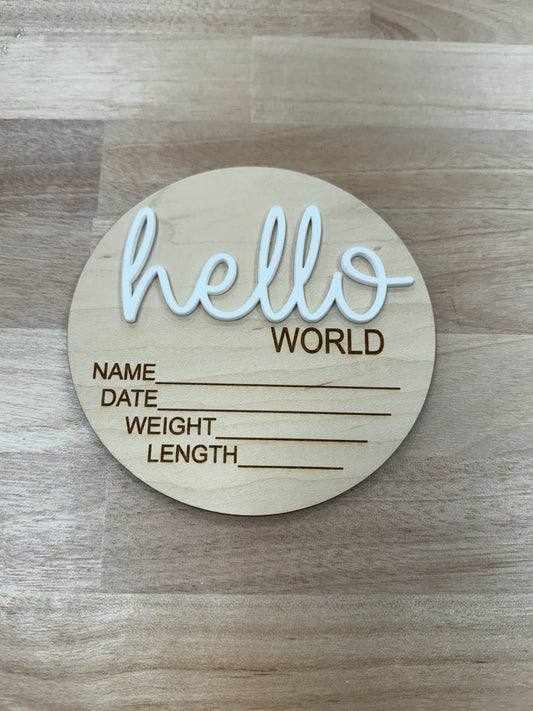 Helloworld Stat Sign Wooden discs – Baby Blooms
