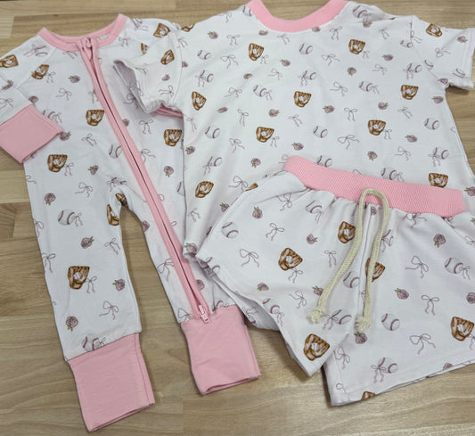 Pink Baseball Bamboo Sleeper