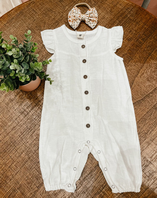 White Linen Romper