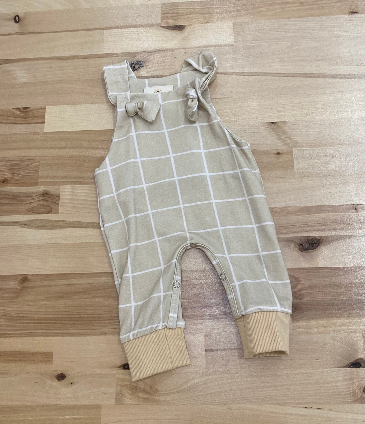 Tan Plaid Bamboo Overalls