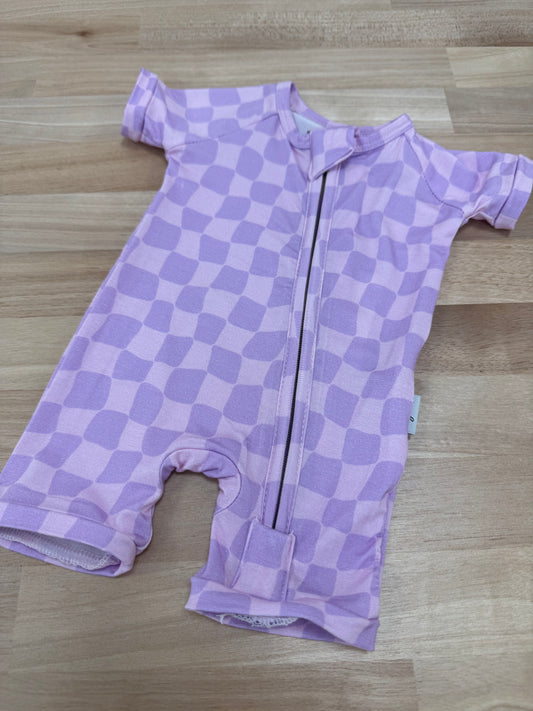 Purple check shortie