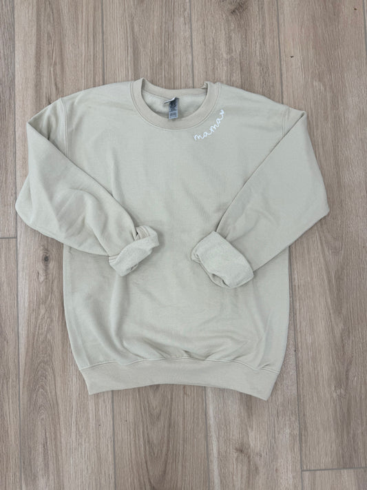 Mama collar embroidered sweatshirt