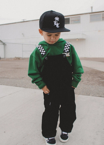 Black Checkered Strap Overalls