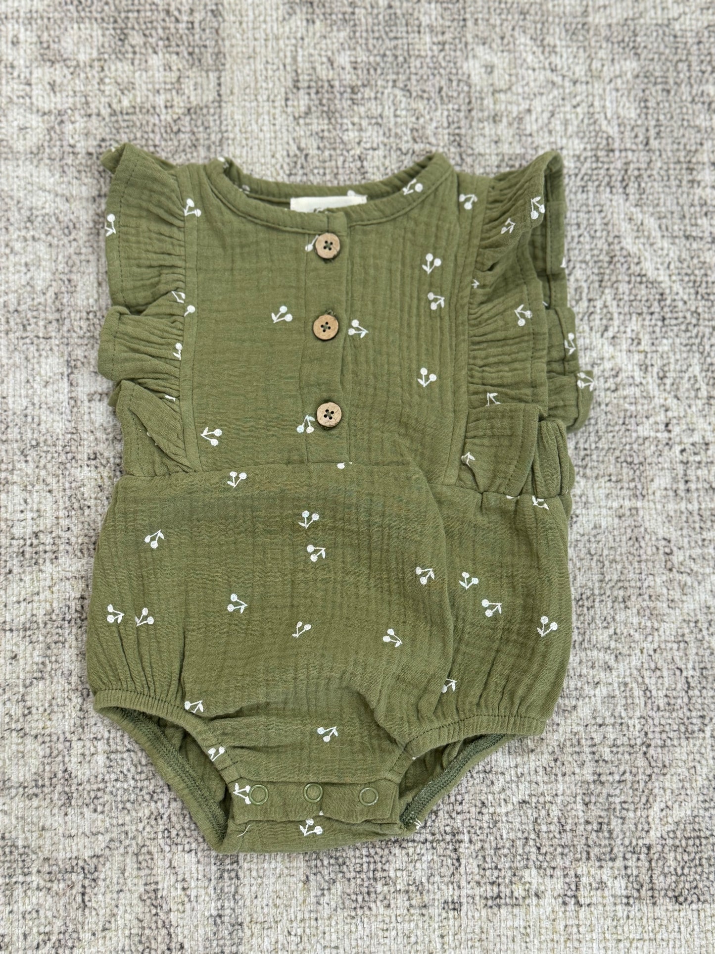 Olive Ruffle Romper