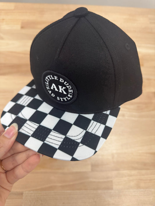 Black checkered hat